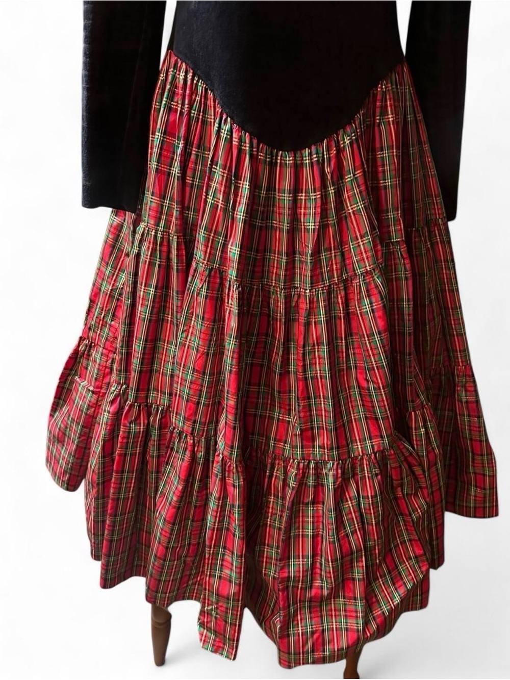 Betsey Johnson Black Lace-Up Bodice Red Tartan Skirt Dress - Picture 3 of 10